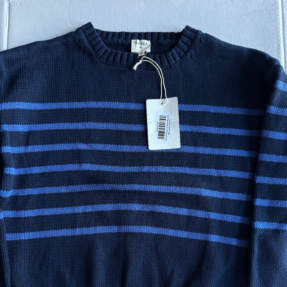 NWT Marea by Liz Joy Lake Sweater - Navy/Tidal Blue Stripe Size Medium - Picture 7 of 8